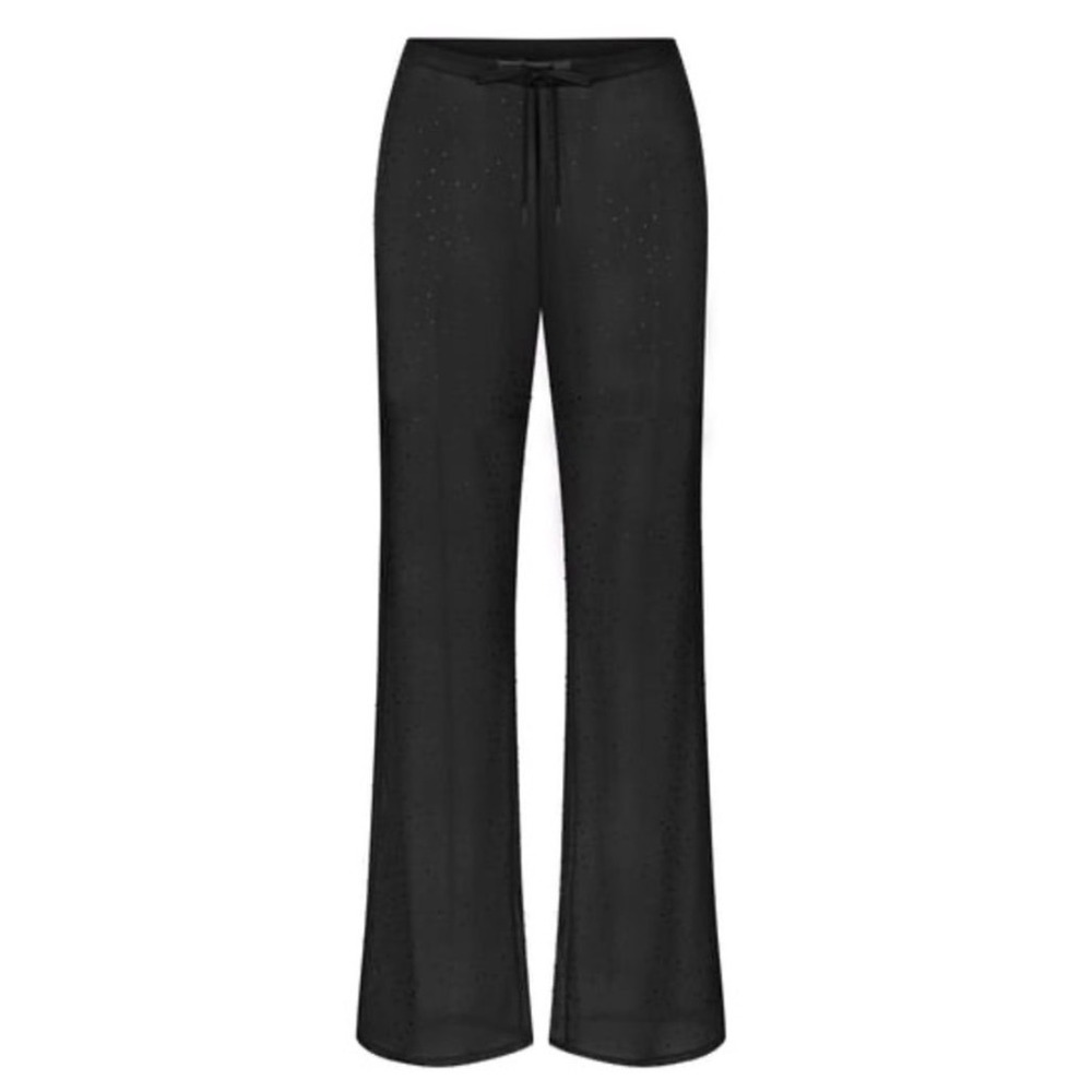 SKIMS Mesh Rhinestone Swim Cover Up Pant Onyx Black 4X New